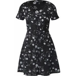 Missguided Letní šaty 'BUTTON THROUGH TEA DRESS SS FLORAL' černá
