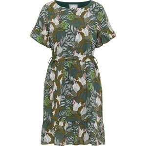Usha Letní šaty tmavě zelená / mix barev