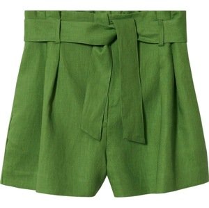 MANGO Kalhoty se sklady v pase zelená
