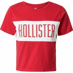 HOLLISTER Tričko červená / bílá