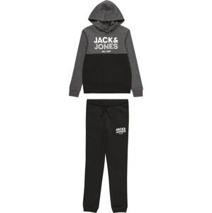 Jack & Jones Junior Joggingová souprava tmavě šedá / černá / bílá