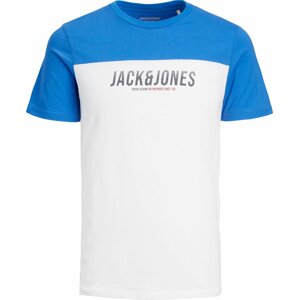 JACK & JONES Tričko 'DAN' modrá / černý melír / bílá