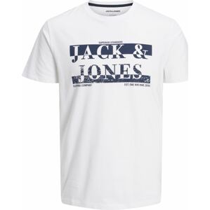 JACK & JONES Tričko 'NEW AIDEN' tmavě modrá / bílá
