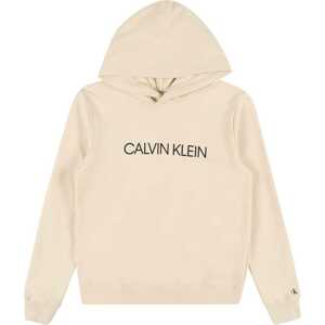 Calvin Klein Jeans Mikina světle béžová / černá