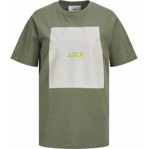JJXX Tričko 'Amber' režná / khaki / jablko