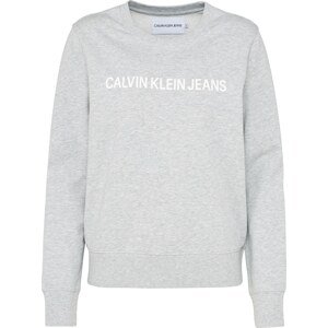 Calvin Klein Jeans Mikina šedý melír / bílá