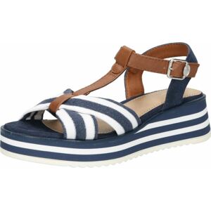 TOM TAILOR Páskové sandály námořnická modř / hnědá / bílá