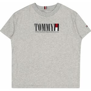 TOMMY HILFIGER Tričko noční modrá / šedý melír / ohnivá červená / bílá