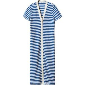 MANGO Úpletové šaty 'tuni2' modrá / bílá