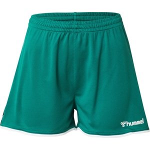 Hummel Sportovní kalhoty tmavě zelená / bílá