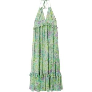 MANGO Letní šaty 'Mimi' pastelově zelená / světle zelená / světle fialová