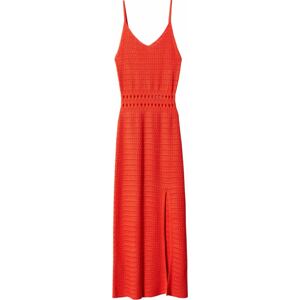 MANGO Úpletové šaty 'Crespo' oranžově červená