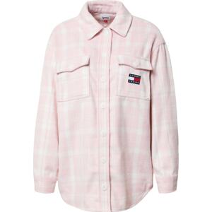 Tommy Jeans Přechodná bunda námořnická modř / světle růžová / ohnivá červená / bílá