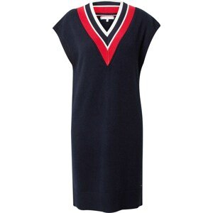 TOMMY HILFIGER Úpletové šaty tmavě modrá / svítivě červená / černá / bílá