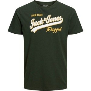 JACK & JONES Tričko žlutá / zelená / bílá