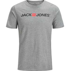 Tričko jack & jones šedý melír / pastelově červená / černá