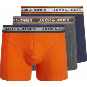 JACK & JONES Boxerky 'MYLE' námořnická modř / šedá / oranžová / bílá