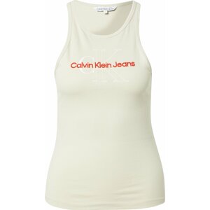 Calvin Klein Jeans Top oranžová / bílá / barva vaječné skořápky