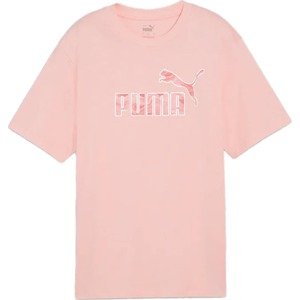 PUMA Tričko 'ESS+' růžová / pastelově červená / bílá