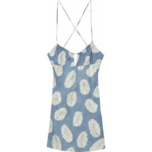 Pull&Bear Letní šaty kouřově modrá / bílá