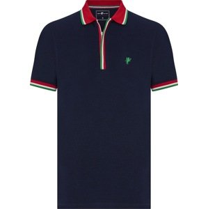 DENIM CULTURE Tričko 'Alec' námořnická modř / zelená / červená / bílá