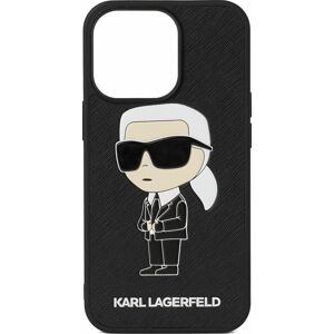 Karl Lagerfeld Pouzdro na smartphone 'Ikonik iPhone 14' černá / bílá