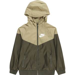 Nike Sportswear Přechodná bunda khaki / olivová / bílá