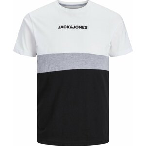 JACK & JONES Tričko 'Reid' šedý melír / černá / bílá