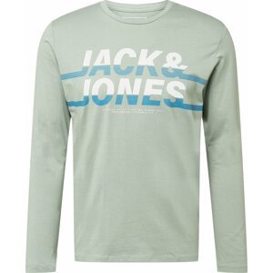 JACK & JONES Tričko 'Charles' nebeská modř / pastelově zelená / bílá