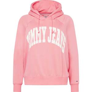 Tommy Jeans Curve Mikina světle růžová / bílá