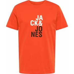 JACK & JONES Tričko 'MONO' oranžově červená / černá / bílá