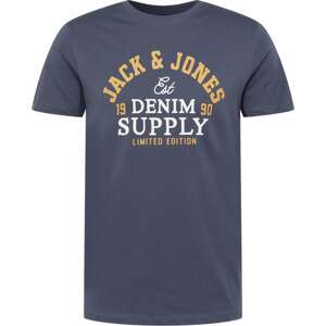JACK & JONES Tričko chladná modrá / hořčicová / bílá