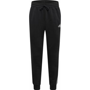 Sportovní kalhoty 'Essentials Fleece Tapered Cuff 3-Stripes' ADIDAS SPORTSWEAR černá / bílá