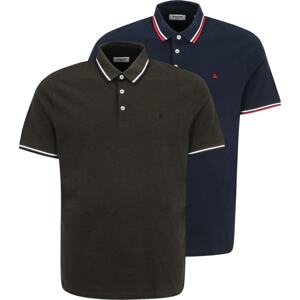 Tričko 'PAULOS' Jack & Jones Plus námořnická modř / khaki / ohnivá červená / bílá