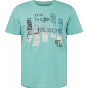 Tričko Tom Tailor béžová / světlemodrá / nefritová / černá