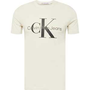 Tričko Calvin Klein Jeans starobéžová / hnědá / černá
