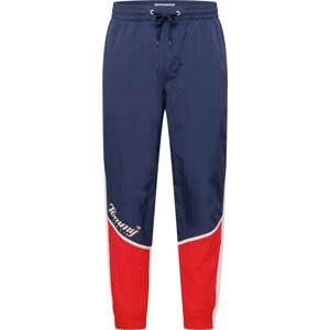 Kalhoty Tommy Jeans námořnická modř / oranžově červená / bílá