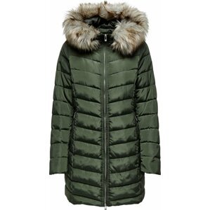 Zimní kabát Only světle hnědá / tmavě zelená