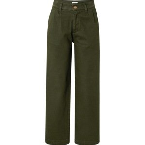 Kalhoty se sklady v pase 'POSEY' KnowledgeCotton Apparel tmavě zelená