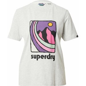 Tričko Superdry šedý melír / fialová / růžová / černá