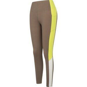 Sportovní kalhoty 'Carly' Yvette Sports tmavě hnědá / žlutá / bílá