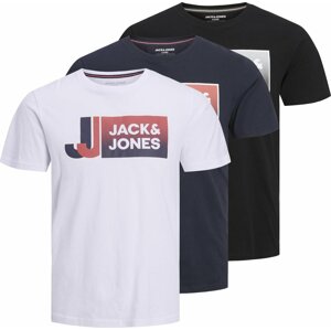 Tričko 'LOGAN' jack & jones námořnická modř / hnědá / rezavě hnědá / šedá / černá / bílá