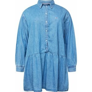 Košilové šaty 'CHAMBRAY' Tommy Jeans Curve námořnická modř / modrá džínovina / červená / bílá