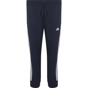 Sportovní kalhoty 'Essentials French Terry Tapered Cuff 3-Stripes' ADIDAS SPORTSWEAR tmavě modrá / bílá