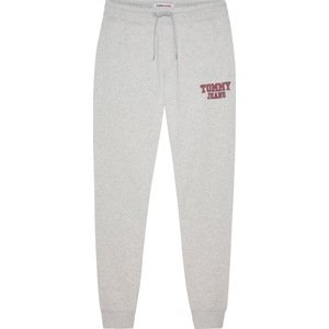 Kalhoty Tommy Jeans šedý melír / červená