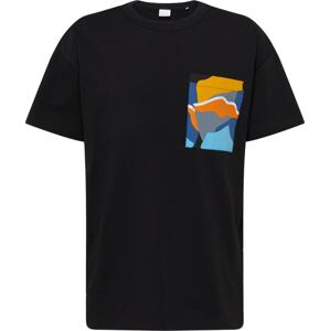 Tričko KnowledgeCotton Apparel marine modrá / nebeská modř / oranžová / černá