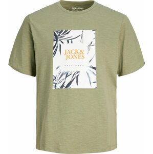 Tričko jack & jones olivová / oranžová / černá / bílá