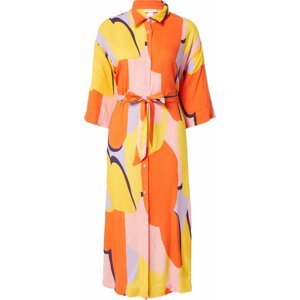 Košilové šaty Monki žlutá / ostružinová / pastelová fialová / tmavě oranžová