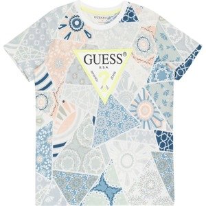 Tričko Guess enciánová modrá / světle šedá / růžová / bílá