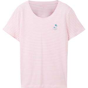 Tričko Tom Tailor petrolejová / světle růžová / bílá